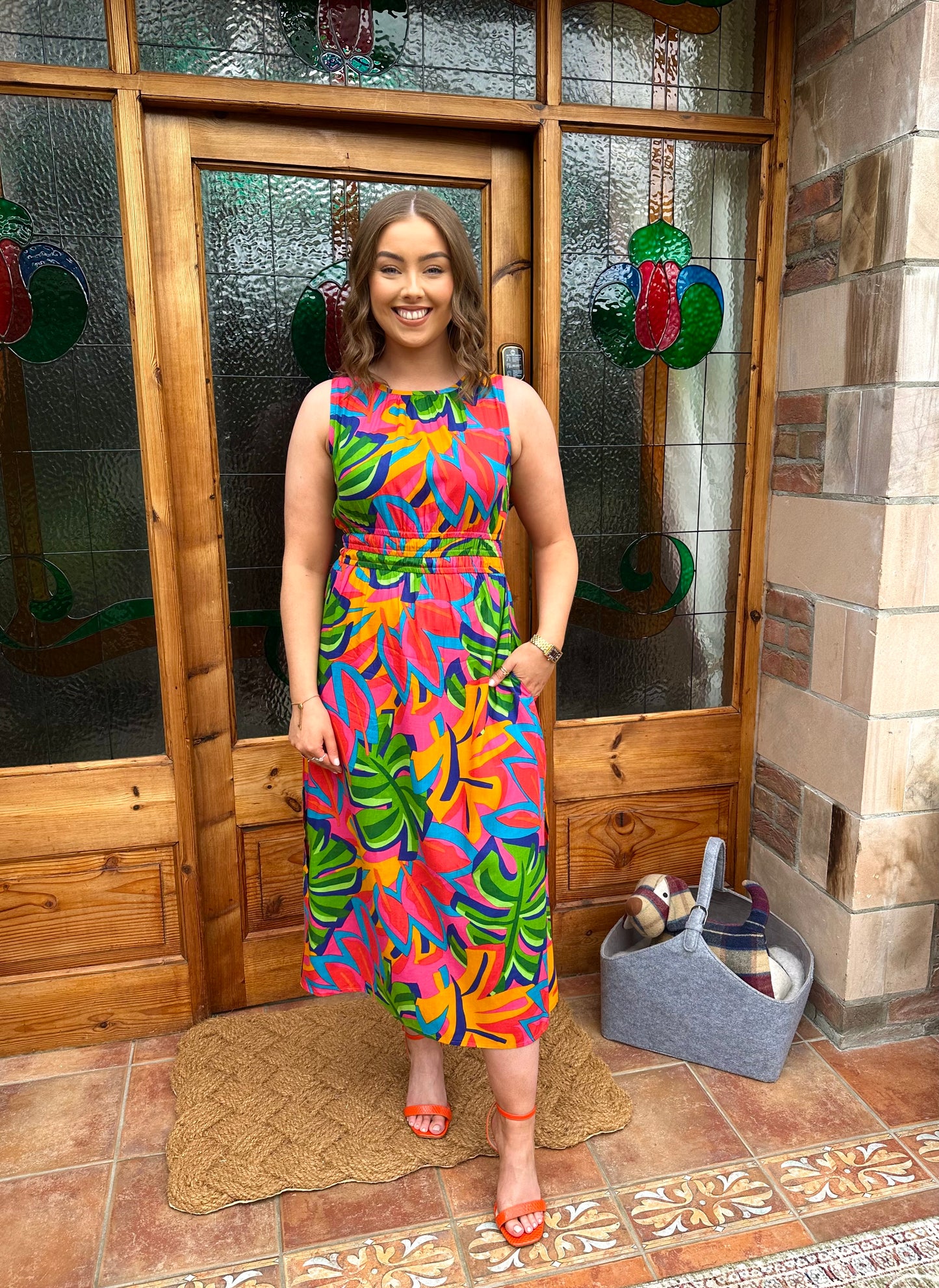 LINDSEY multicoloured tropical print dress