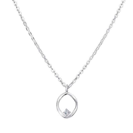JULIA silver CZ oval necklace
