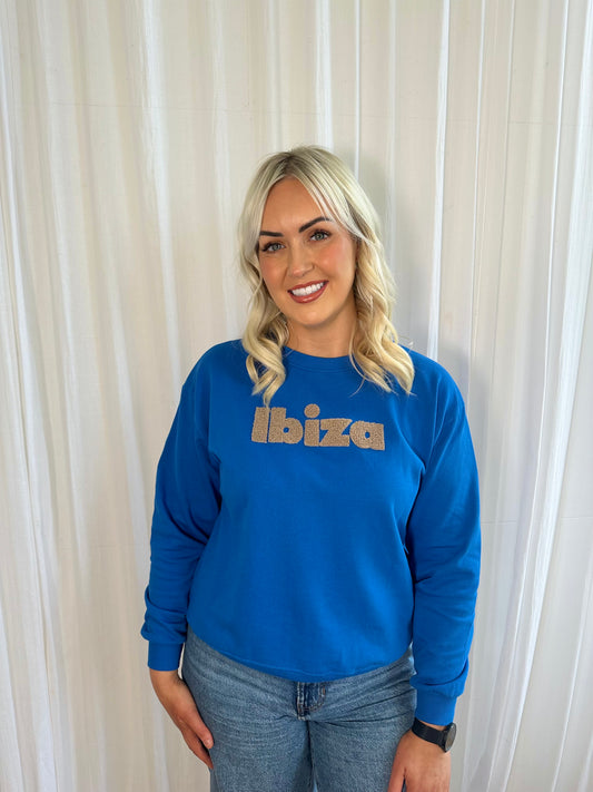 The blue IBIZA textured motif sweatshirt