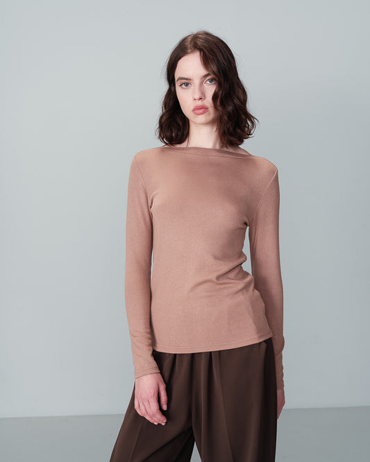 ZAYA camel soft long sleeve top