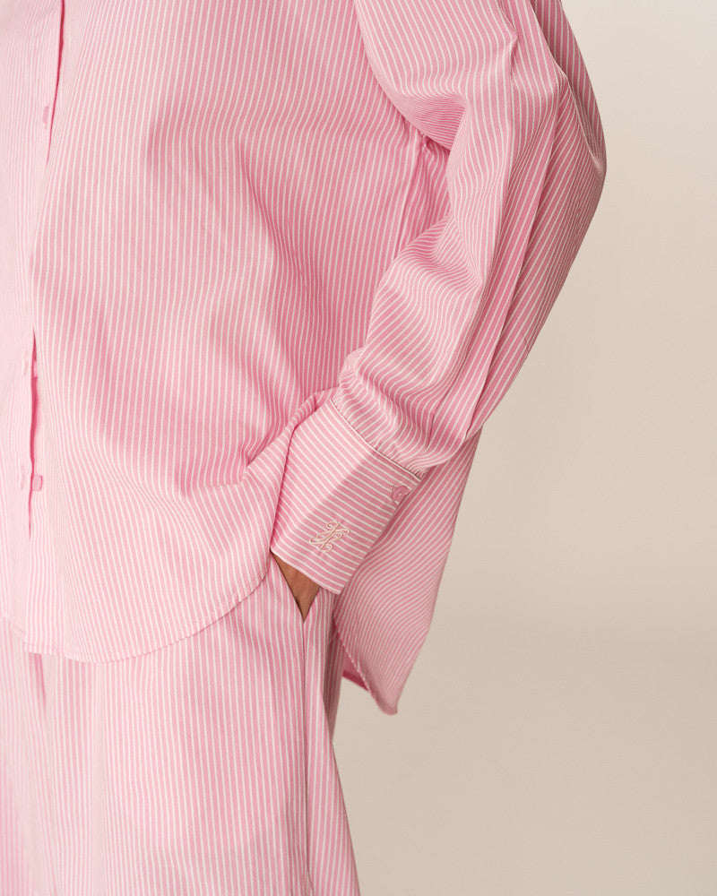The pink 'Lora' oversized stripe shirt