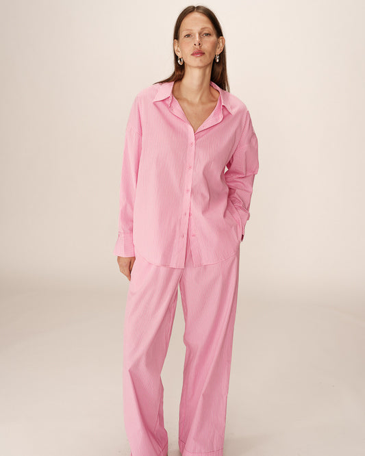 The pink 'Lora' oversized stripe shirt
